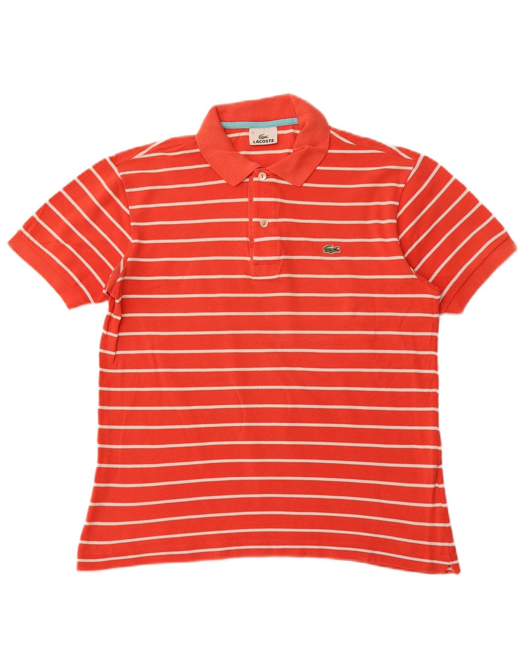 Camisa polo masculina LACOSTE tamanho 4 algodão listrado laranja médio
