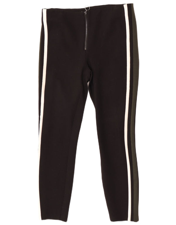 Zara Womens Trafaluc Leggings UK 14 Grande Preto Colourblock Poliéster