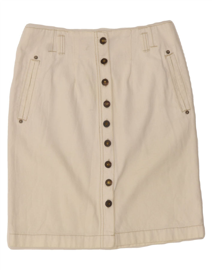 VINTAGE Womens Straight Skirt US 2 XS W30 White Cotton Vintage Vintage and Second-Hand Vintage from Messina Hembry 