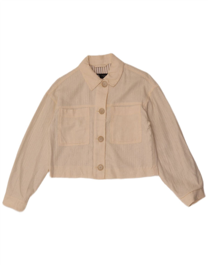 Zara Womens Crop Oversized Bomber Jacket UK 6 XS Off White