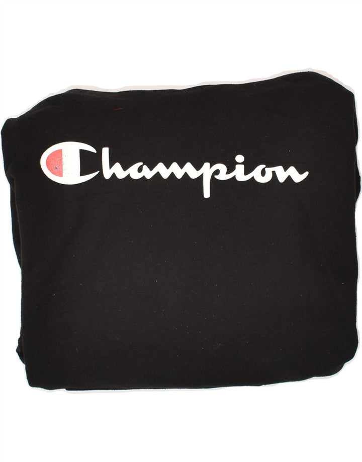 CHAMPION Mens Graphic Hoodie Jumper XL Black Cotton Vintage Champion and Second-Hand Champion from Messina Hembry 