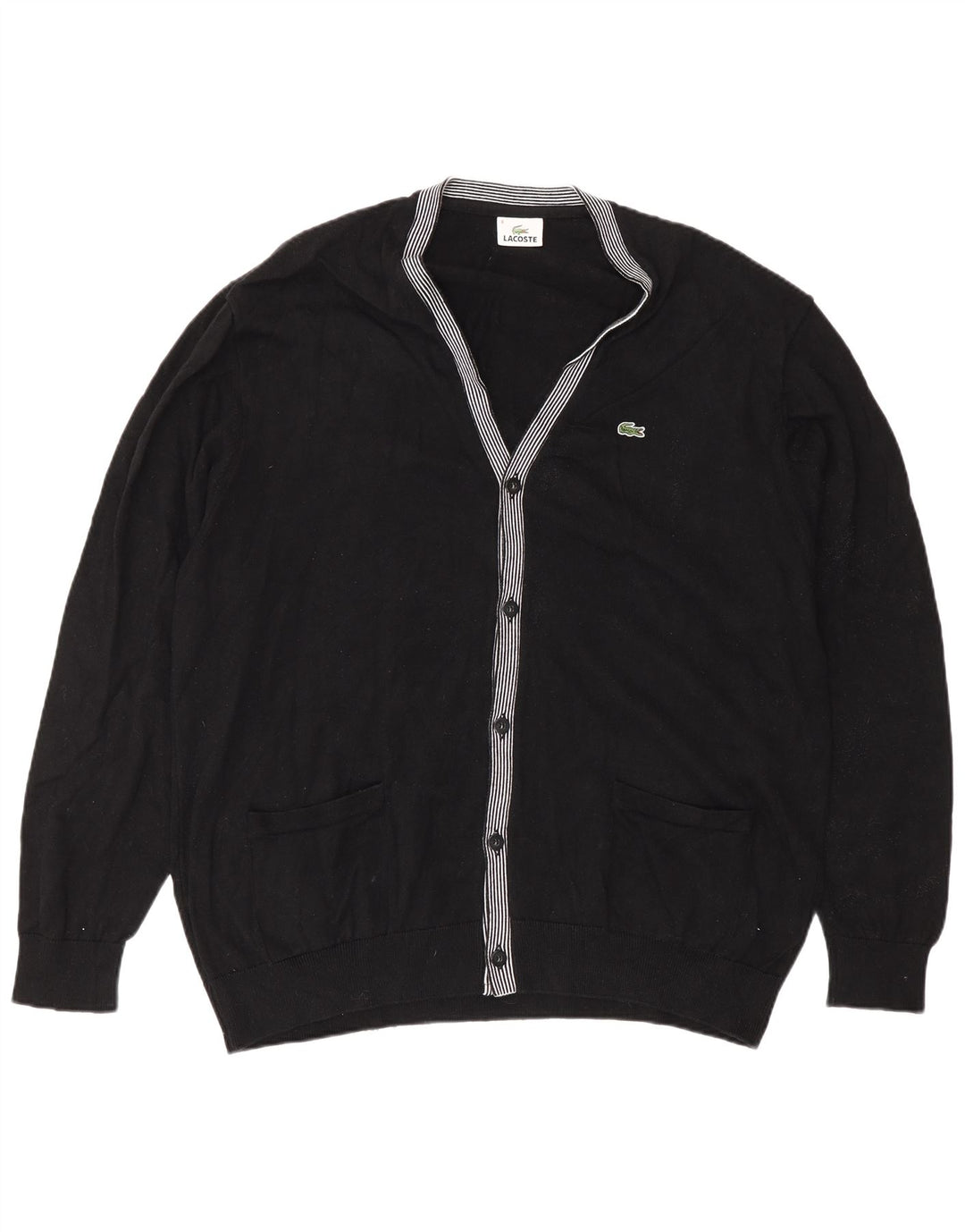 Suéter cardigã masculino Lacoste tamanho 8 2XL algodão preto