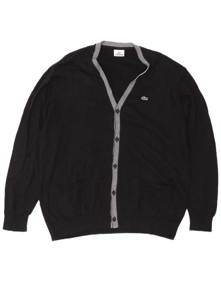 Suéter cardigã masculino Lacoste tamanho 8 2XL algodão preto