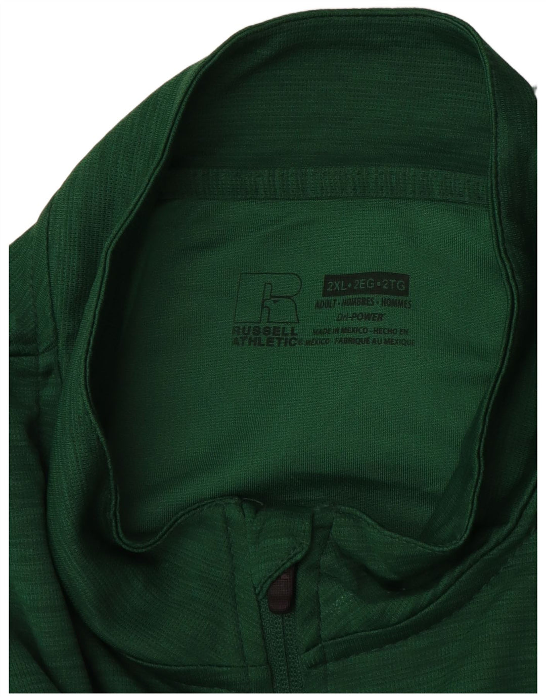 Russell Athletic Mens Top com decote em zíper manga comprida 2XL verde