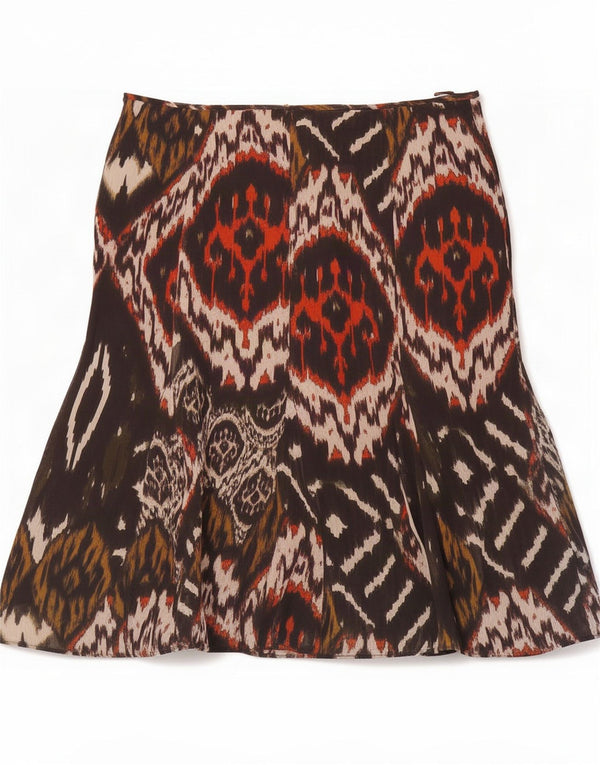 Saia midi feminina Marks & Spencer UK 18 XL W38 preta Ikat poliéster