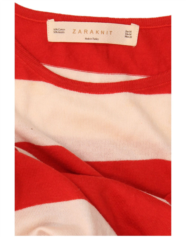 Zara Suéter feminino oversized com gola redonda e gola redonda Reino Unido 14 médio vermelho