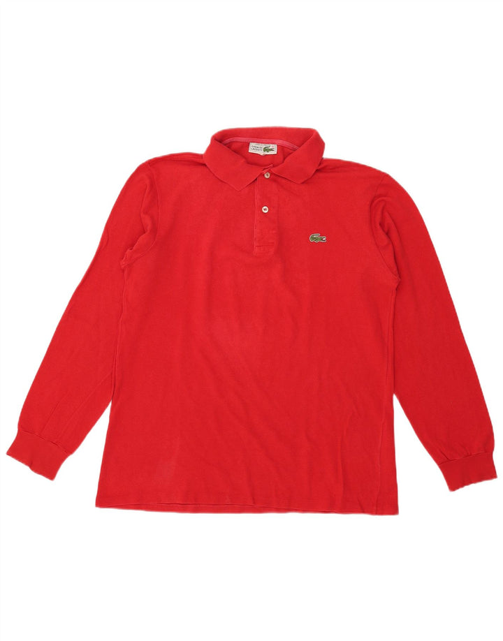 Camisa polo masculina de manga comprida Lacoste tamanho 4 médio algodão vermelho