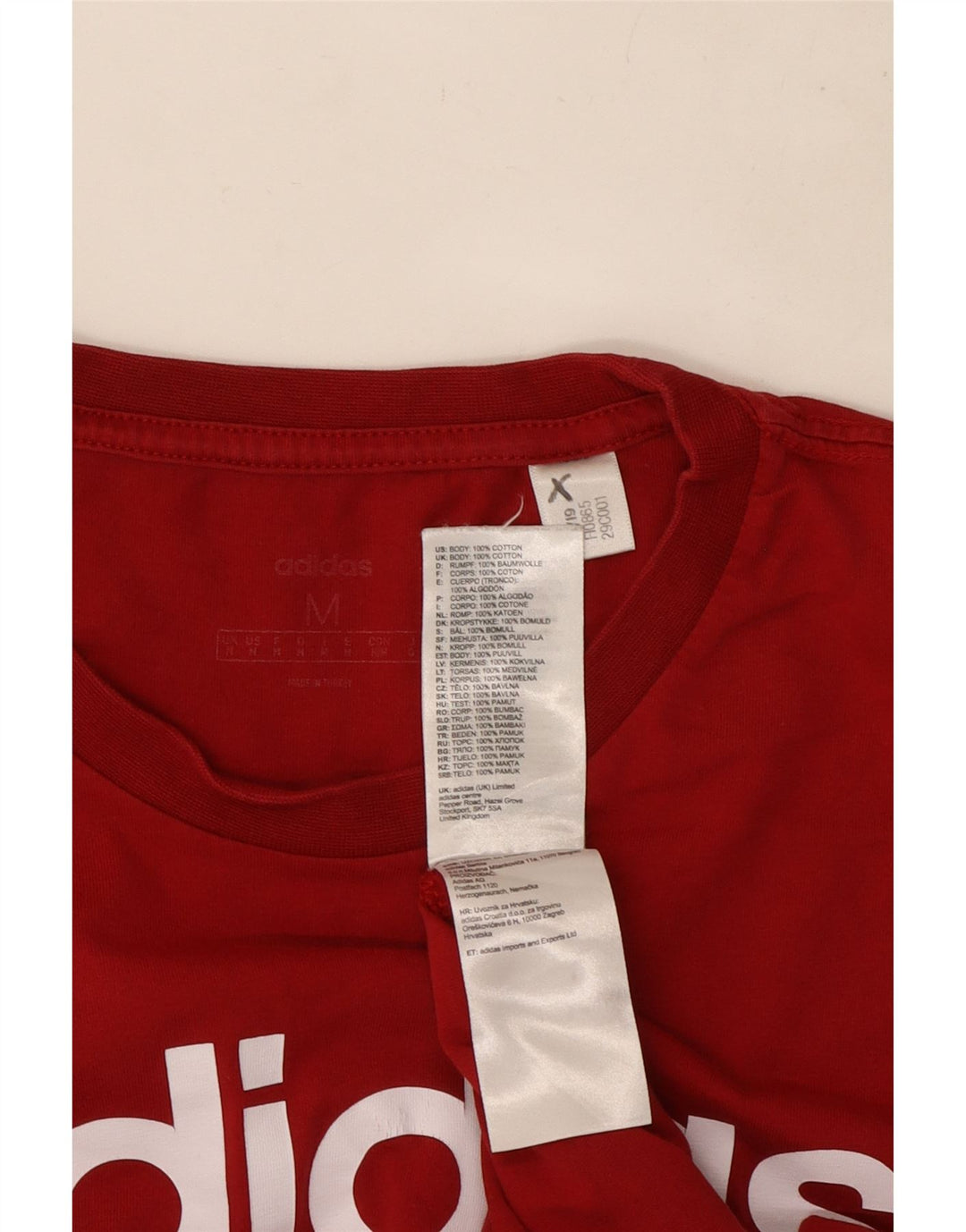 Adidas Mens Graphic T-Shirt Top Médio Algodão Vermelho