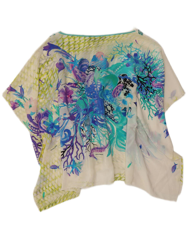 Blusa Poncho Feminina Marta Palmieri Top Reino Unido 12 Médio Off White Seda