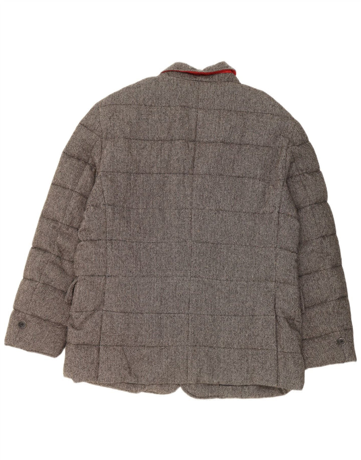 Jaqueta acolchoada masculina Tommy Hilfiger UK 44 2XL lã espinha de peixe cinza