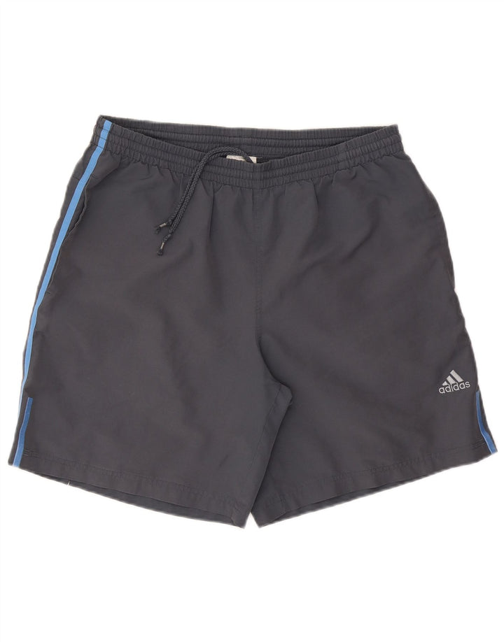 Shorts esportivos masculinos Adidas grande poliéster cinza