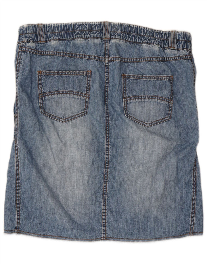 Saia jeans feminina Benetton pequena W34 algodão azul