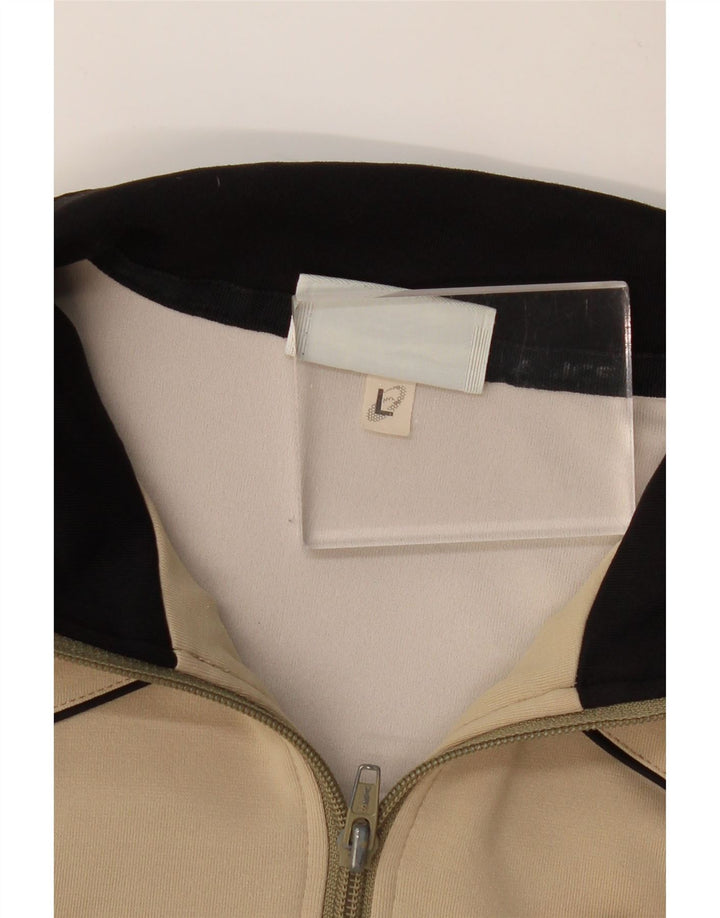 ASICS Womens Tracksuit Top Jacket UK 14 Grande Bege Colourblock