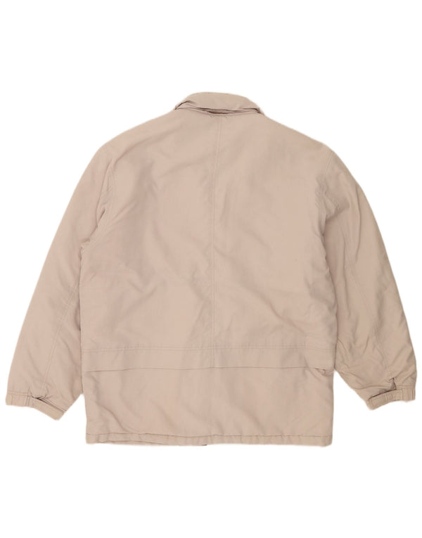 Jaqueta corta-vento masculina vintage com capuz UK 42 XL bege
