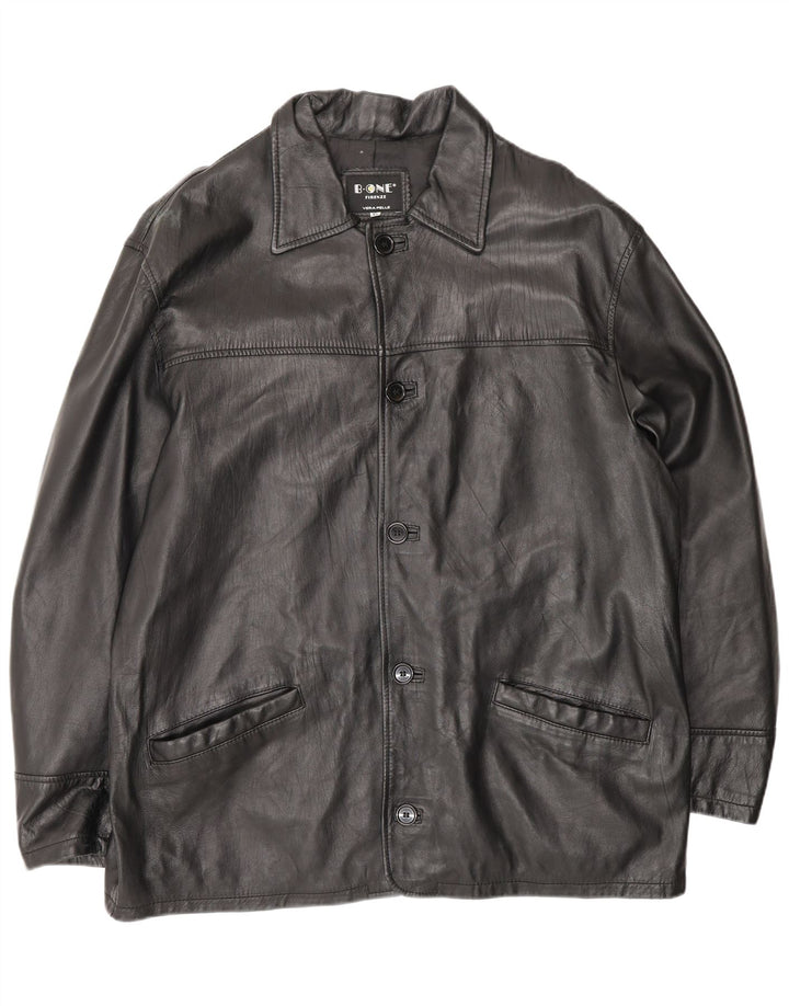 Jaqueta de couro masculina B.ONE UK 42 XL couro preto