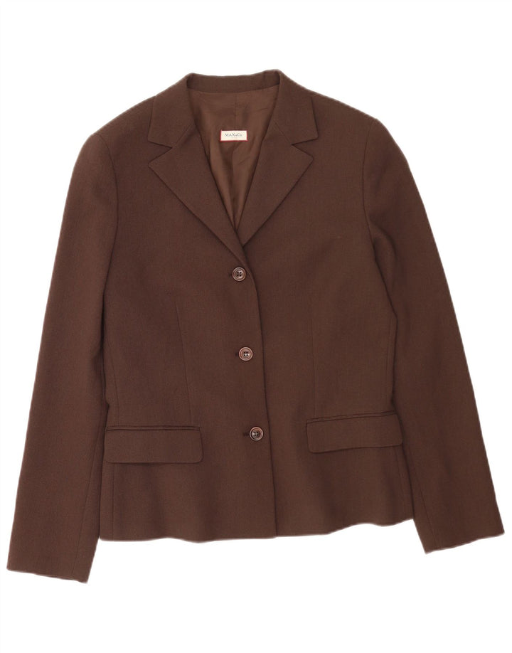 Jaqueta blazer feminina de 3 botões Max & Co. Reino Unido 14 poliéster marrom médio