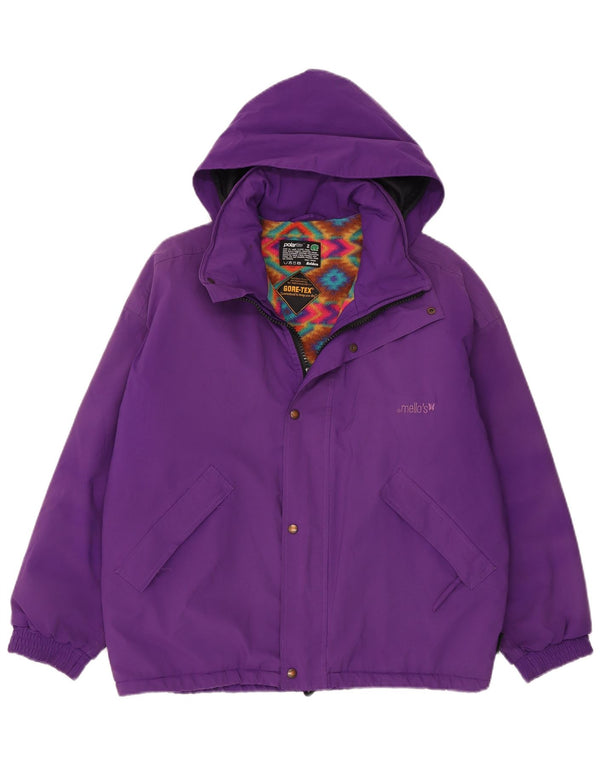 Jaqueta corta-vento masculina Mello's Gore-Tex com capuz e ajuste solto Reino Unido 34 XS roxo