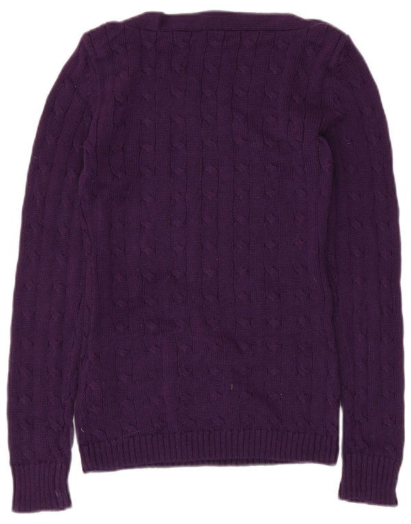 Suéter feminino com gola canoa RALPH LAUREN Reino Unido 2 2XS algodão roxo