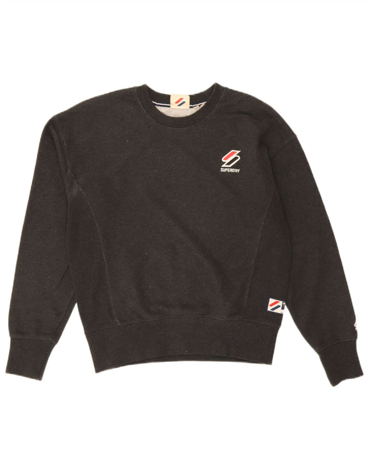 Superdry Womens Oversized Sweatshirt Jumper UK 10 Pequeno Algodão Preto