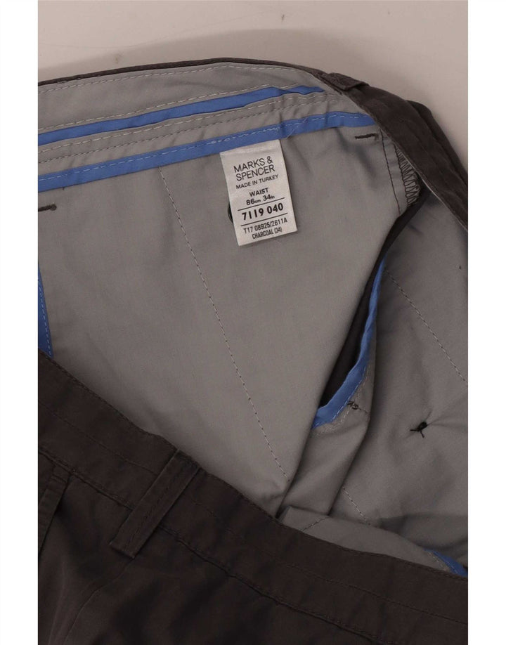 Shorts chino masculino Marks & Spencer W34 grande algodão cinza