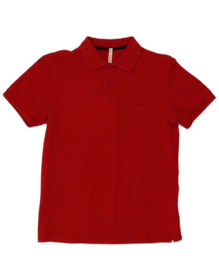 Camisa polo masculina Sun68 pequena de algodão vermelho