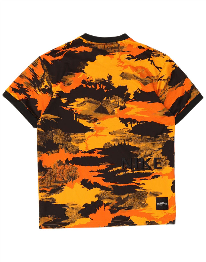 Nike Mens Camiseta Top Pequeno Laranja Camuflagem Poliéster