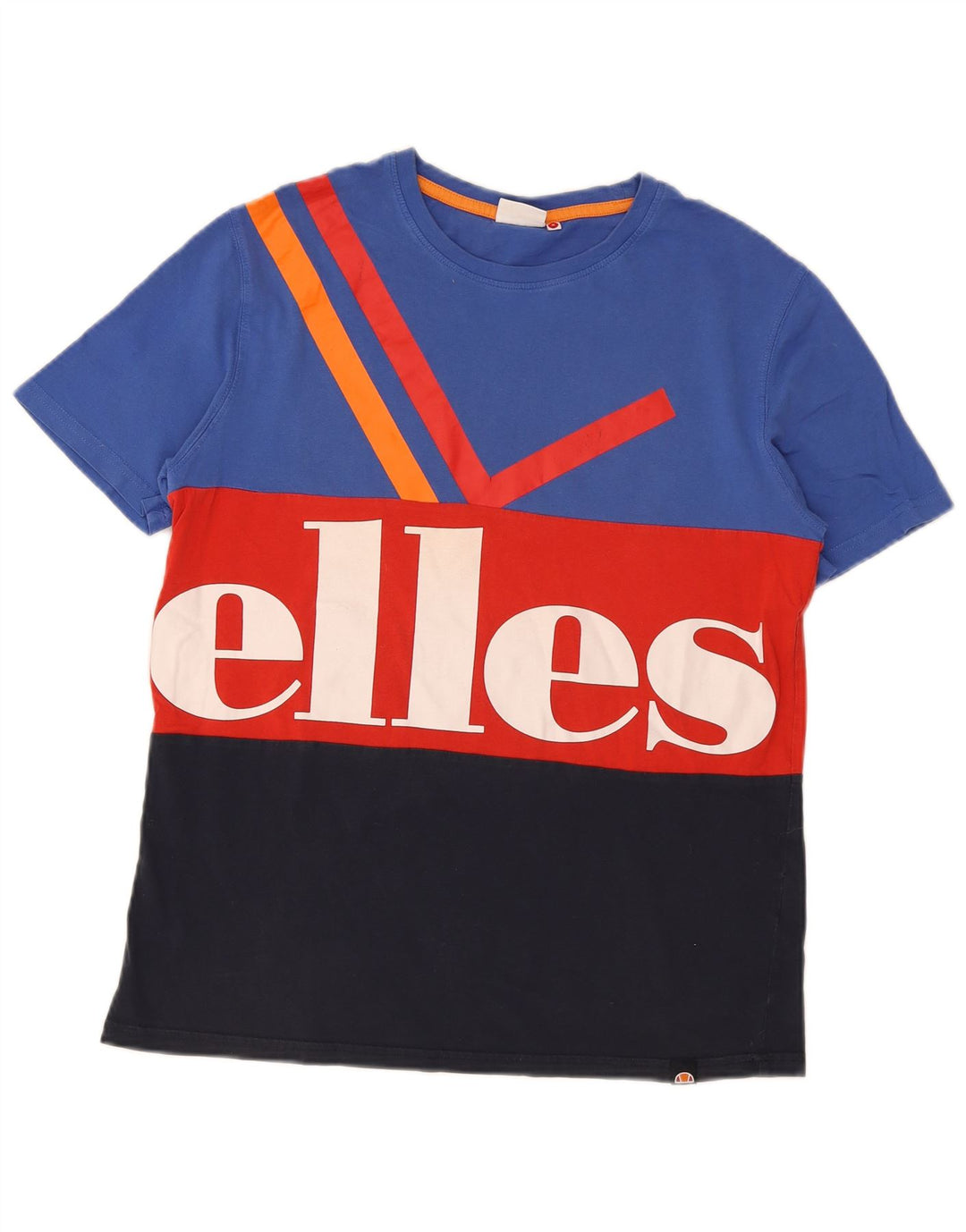 Camiseta masculina Ellesse com estampa gráfica pequena de algodão colorblock multicolorido