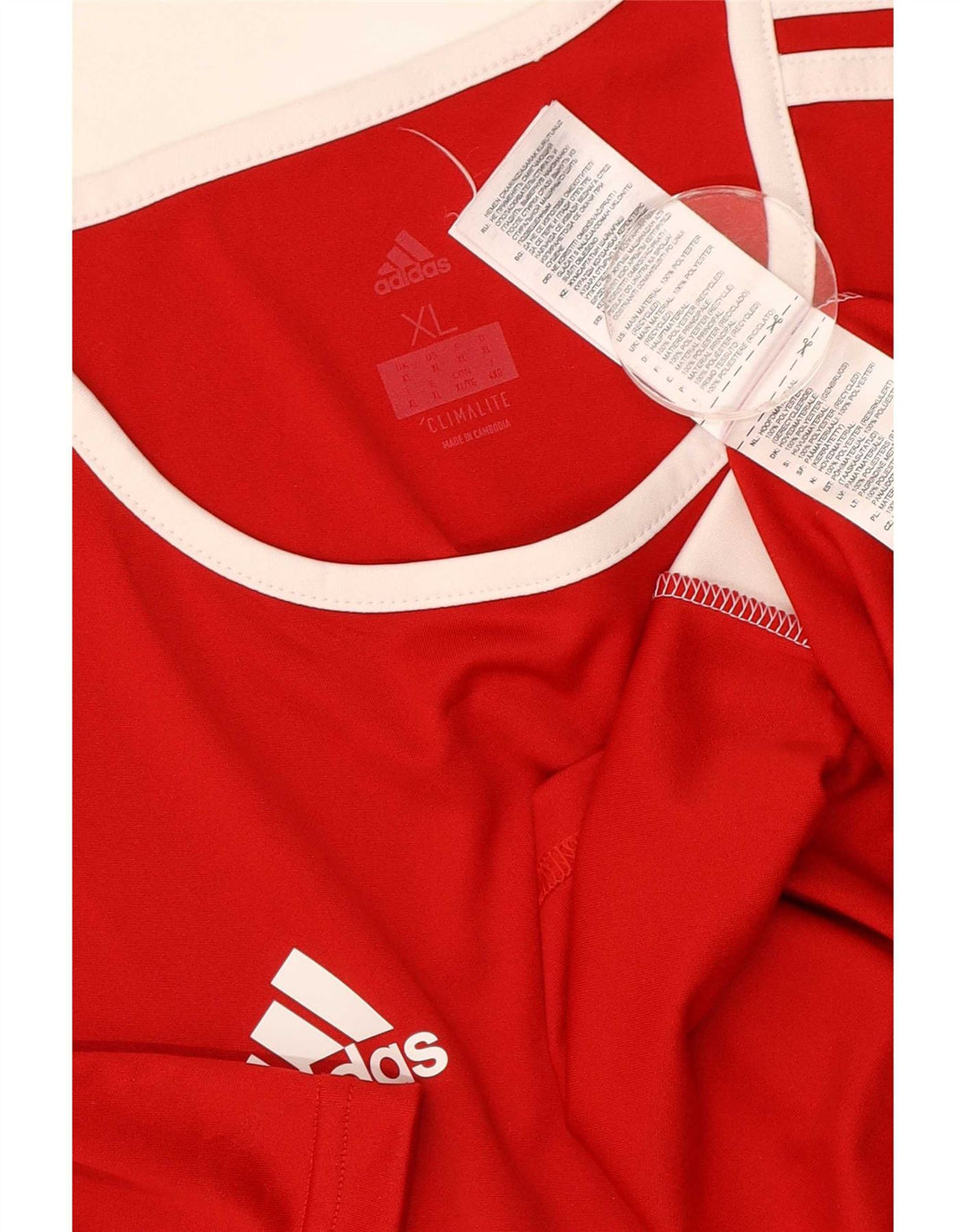 Adidas Masculino Climalite Camiseta Top XL Vermelho Colorblock Poliéster