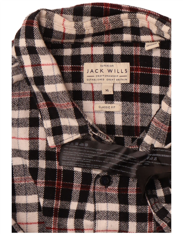 Camisa masculina de flanela xadrez clássica Jack Wills XL preta de algodão xadrez