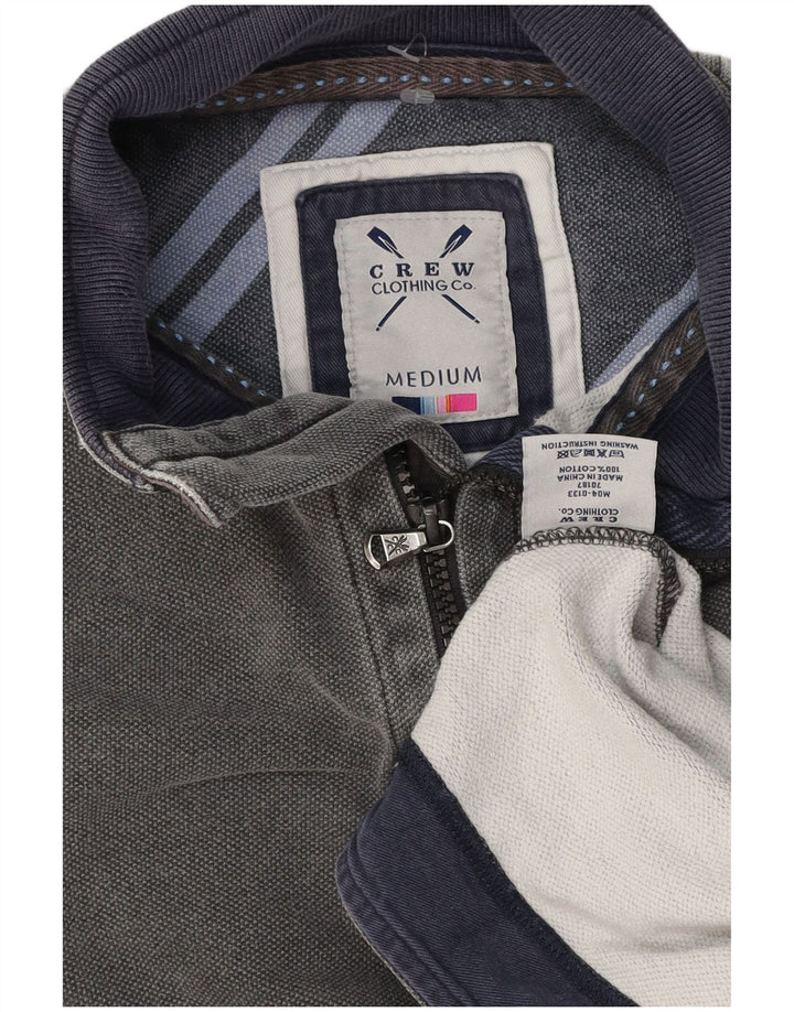 Crew Clothing Mens Zip Neck Moletom Jumper Médio Algodão Cinza