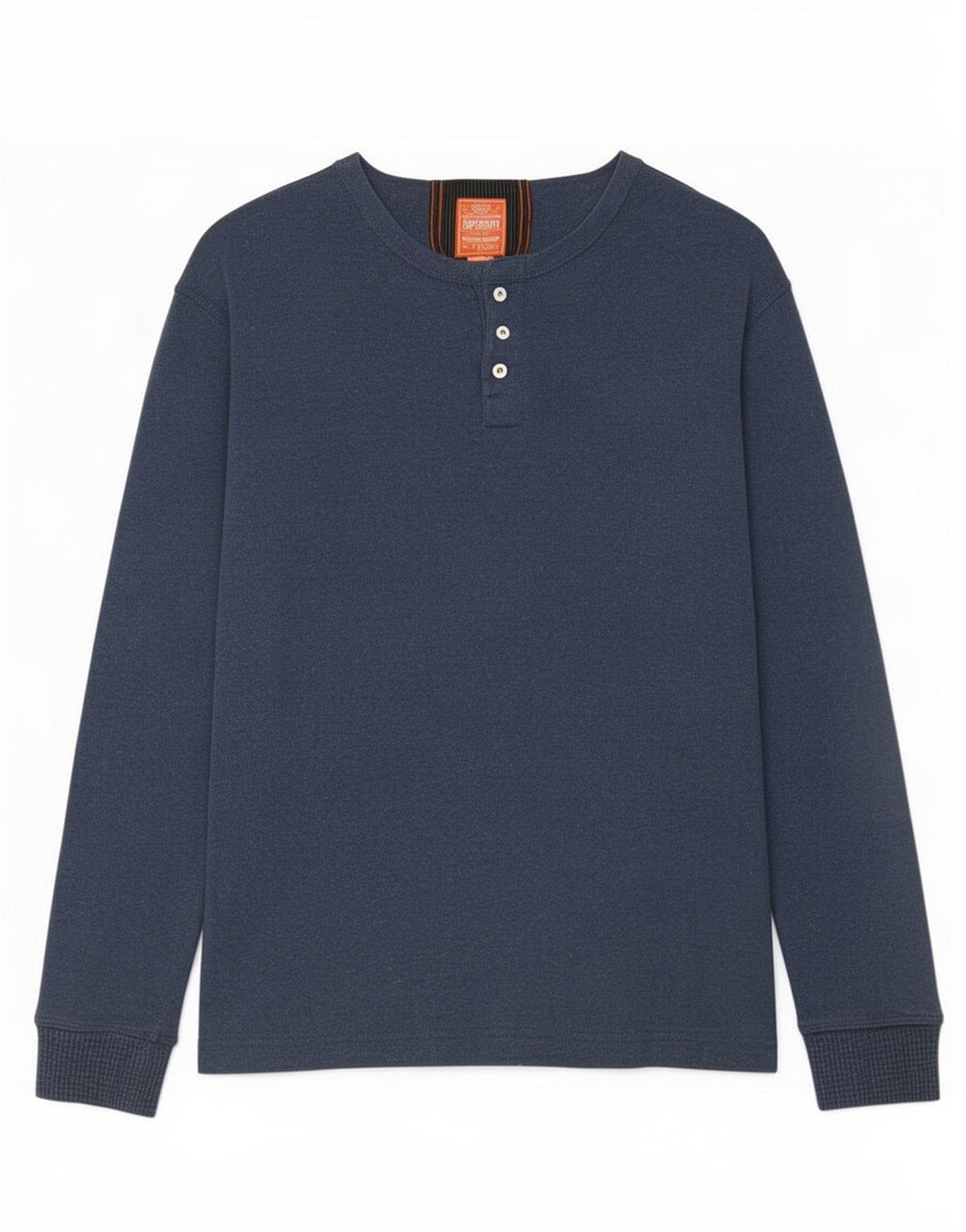 Top masculino Superdry manga comprida médio algodão azul marinho