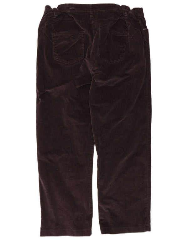 Calça feminina reta de veludo cotelê Cotton Traders UK 16 grande W36 L27 marrom