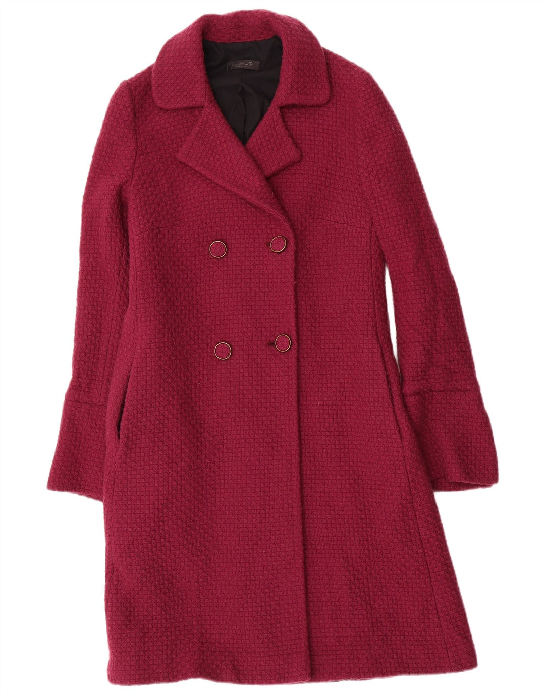 Casaco feminino vintage com botões duplos IT 44 Lã Borgonha Médio