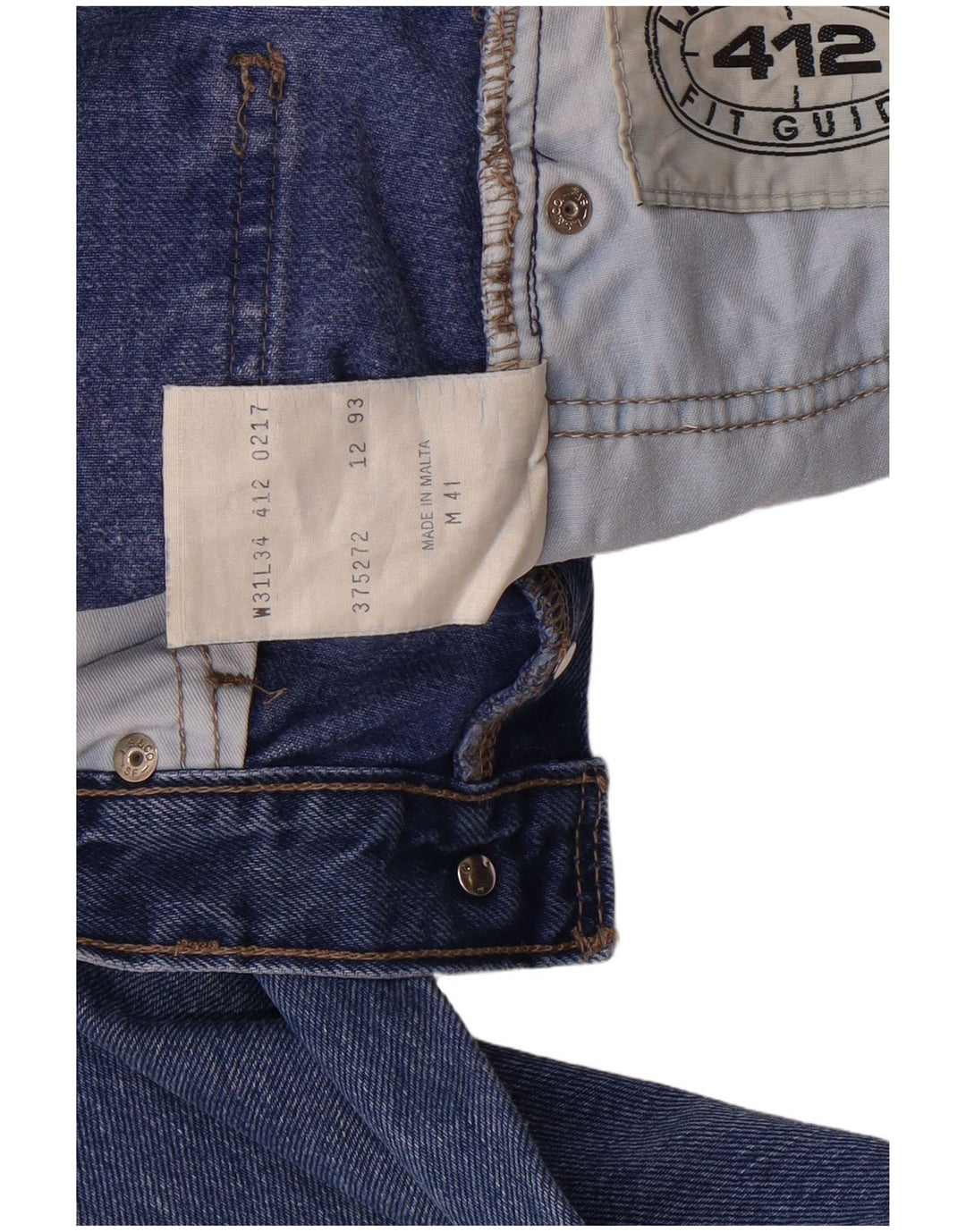 LEVI'S Masculino 412 Straight Jeans W31 L26 Azul Algodão