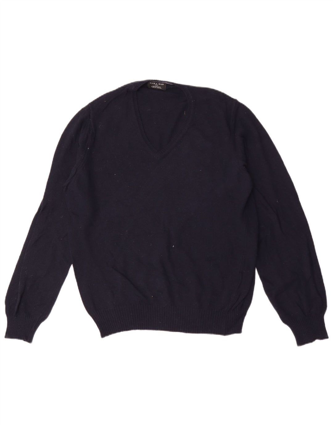 Suéter masculino Zara com decote em V médio azul marinho