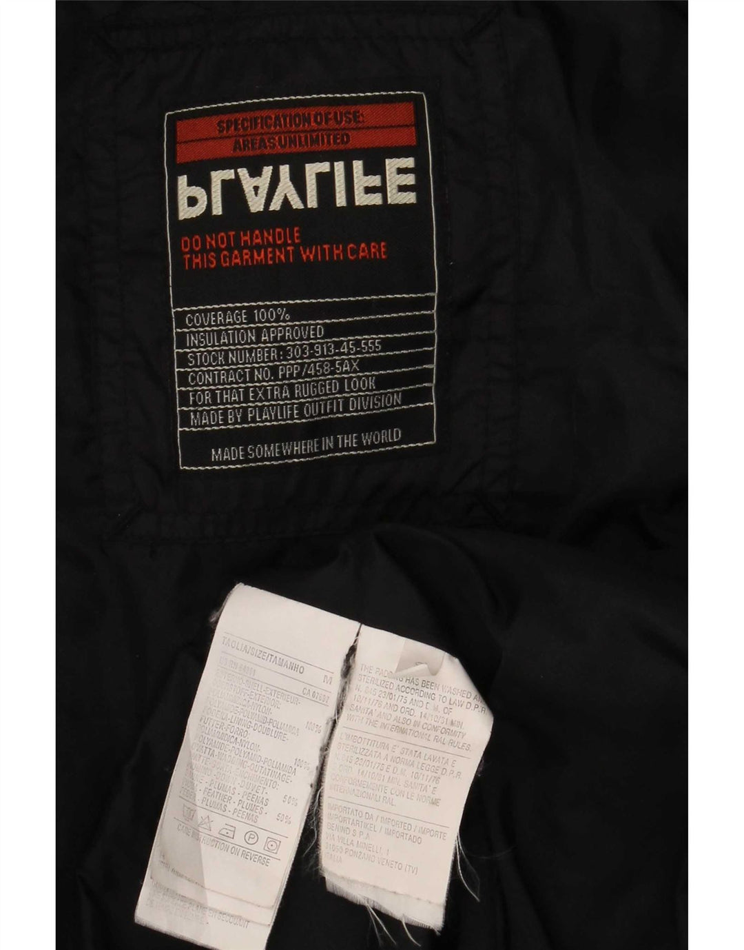 Casaco acolchoado com capuz feminino Playlife UK 12 médio preto poliamida