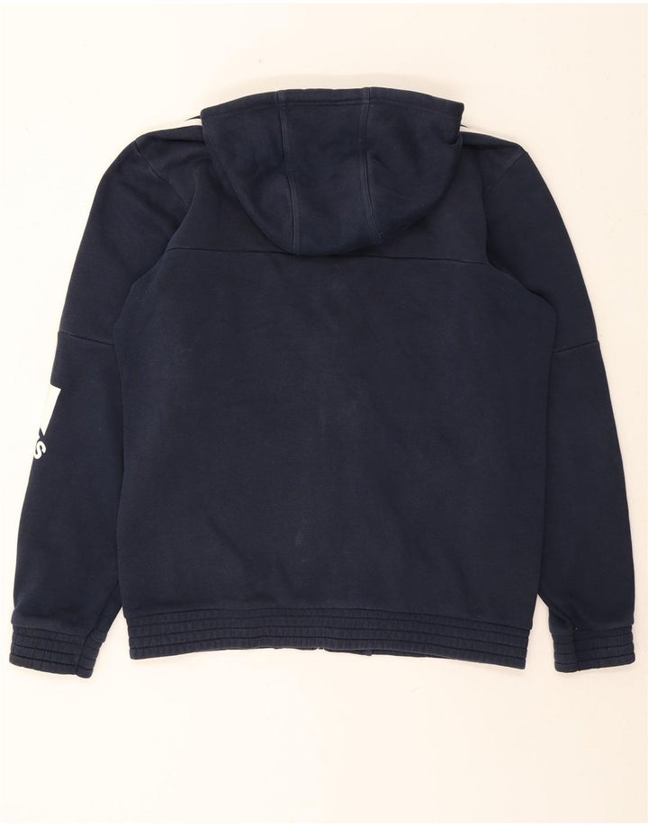 ADIDAS Mens Graphic Zip Hoodie Sweater Medium Navy Blue Cotton Vintage Adidas and Second-Hand Adidas from Messina Hembry 