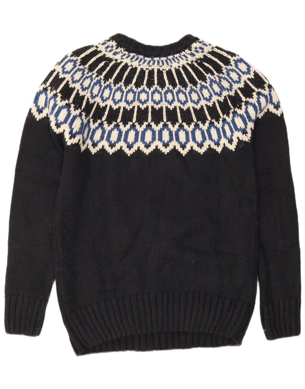Suéter masculino Superdry com gola redonda grande preto Fair Isle acrílico