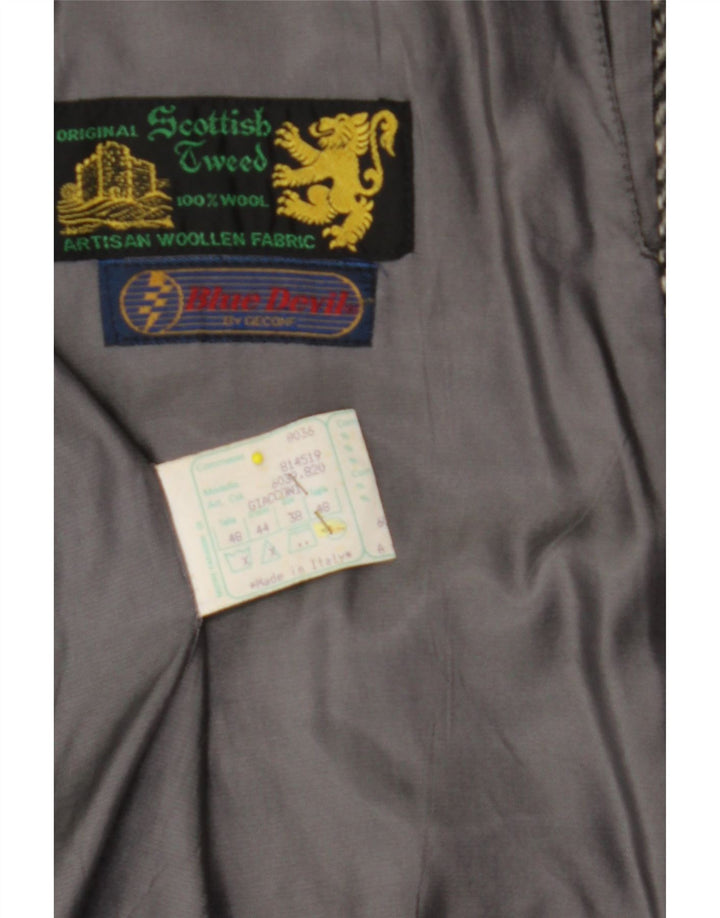 Sobretudo masculino BLUE DEVIL UK 38 lã espinha de peixe cinza médio