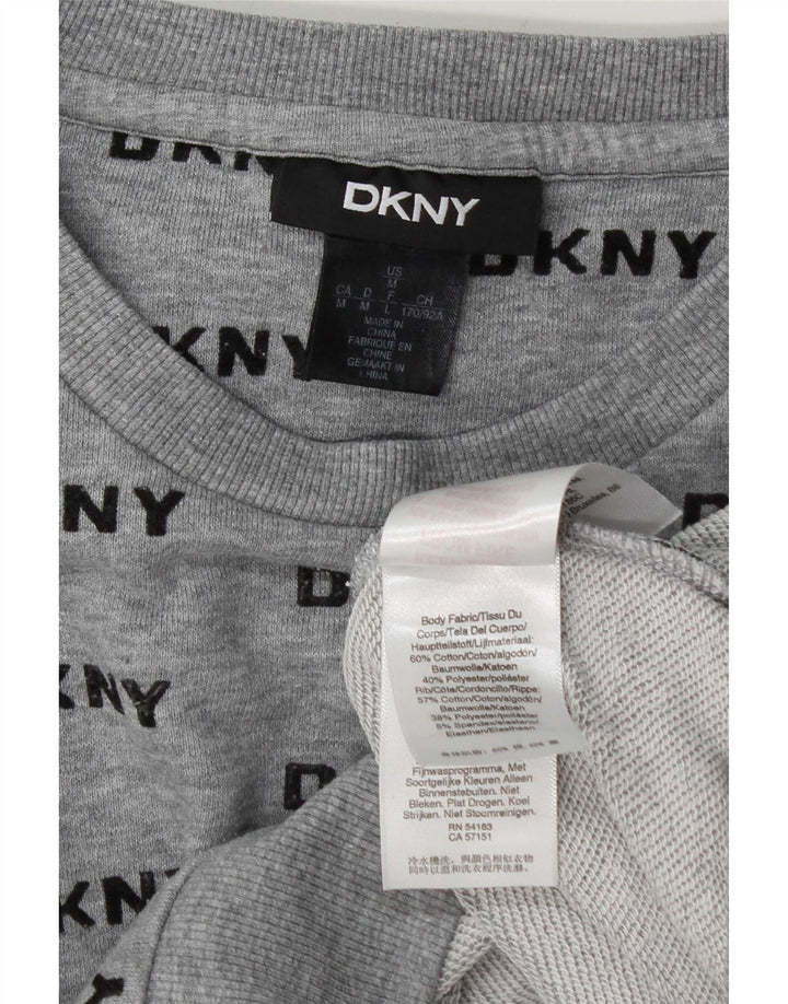 Suéter feminino Dkny Crop Graphic RU 14 algodão cinza médio