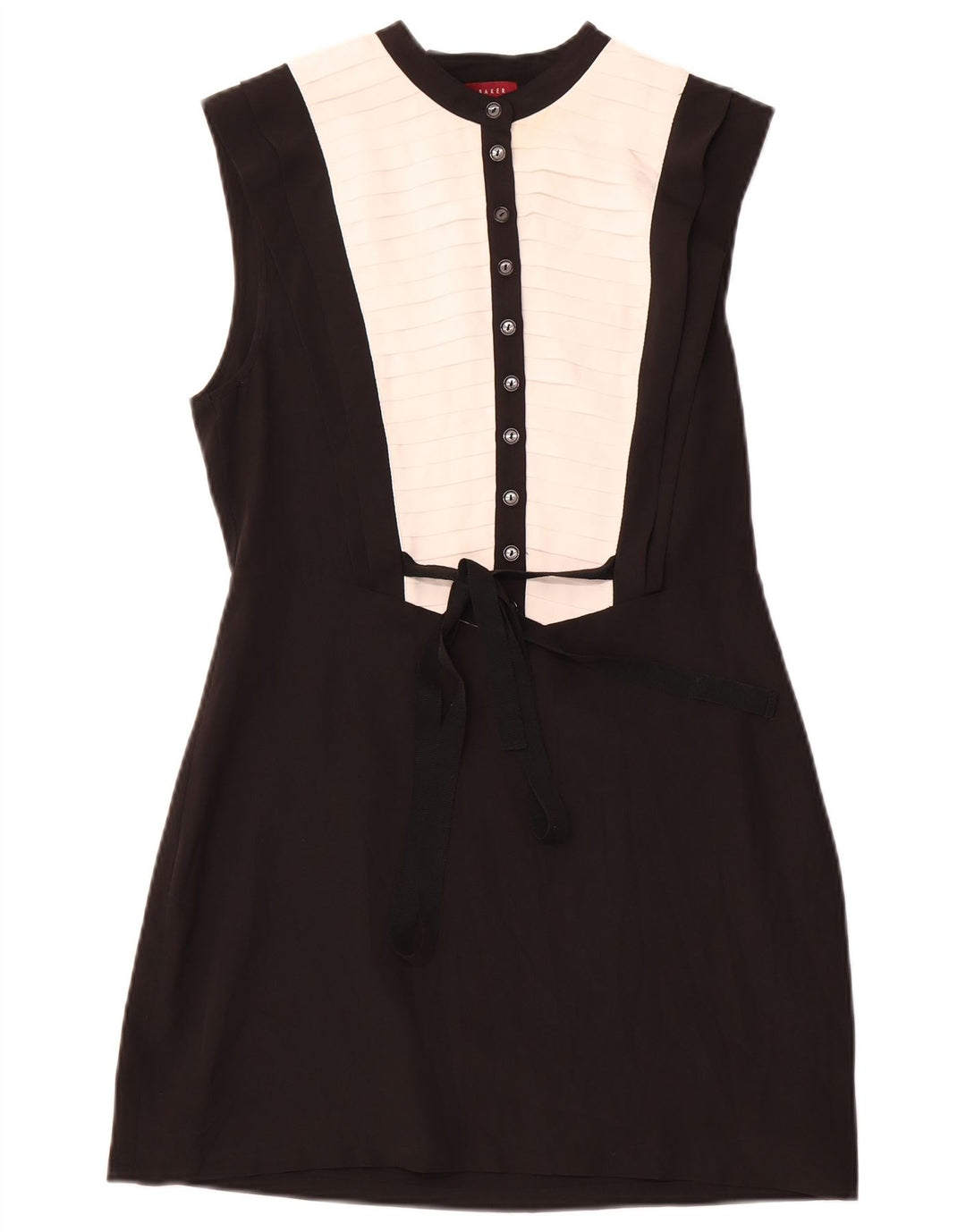 Vestido feminino TED BAKER sem mangas evasê tamanho 2 pequeno bloco colorido preto