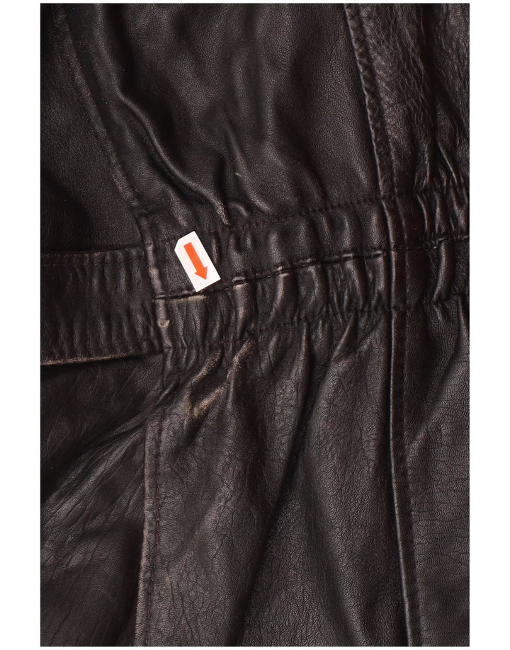 Jaqueta de couro feminina vintage IT 46 grande couro preto