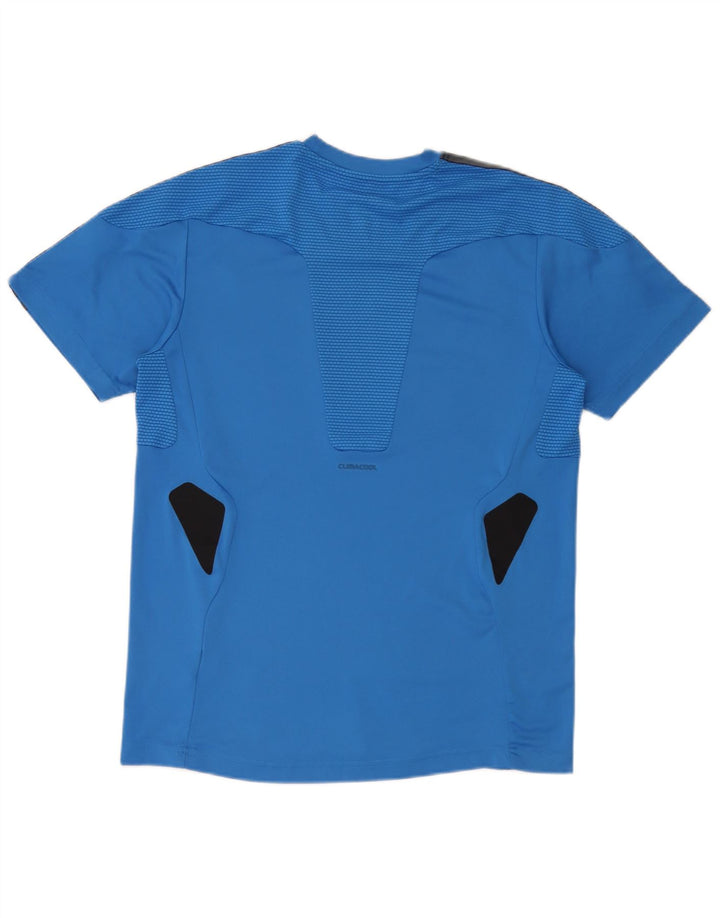 Camiseta masculina Adidas Climacool Top médio azul colorblock poliéster
