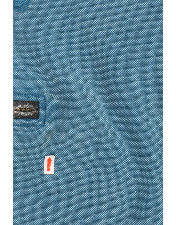 FAT FACE Suéter masculino com zíper e gola alta de algodão azul