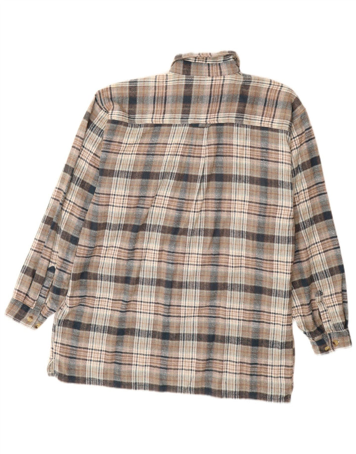 Camisa masculina de flanela SAVVY algodão xadrez cinza médio