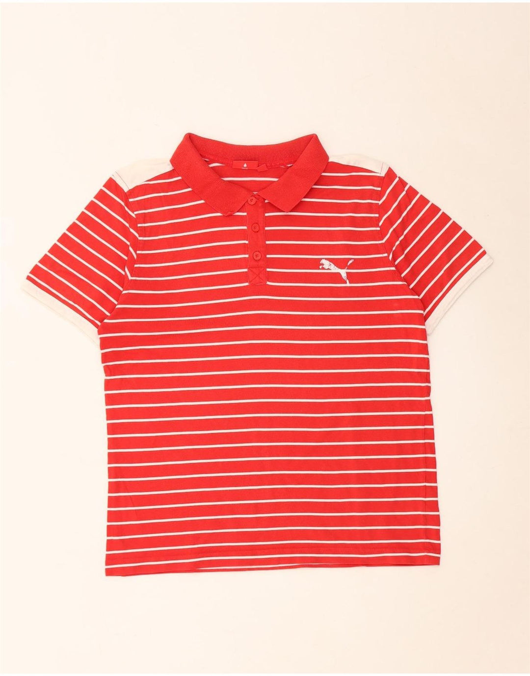 Camisa polo masculina Puma grande listrada vermelha de algodão