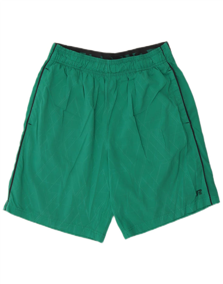 Shorts esportivos gráficos masculinos RUSSELL ATLÉTICO verde médio geométrico