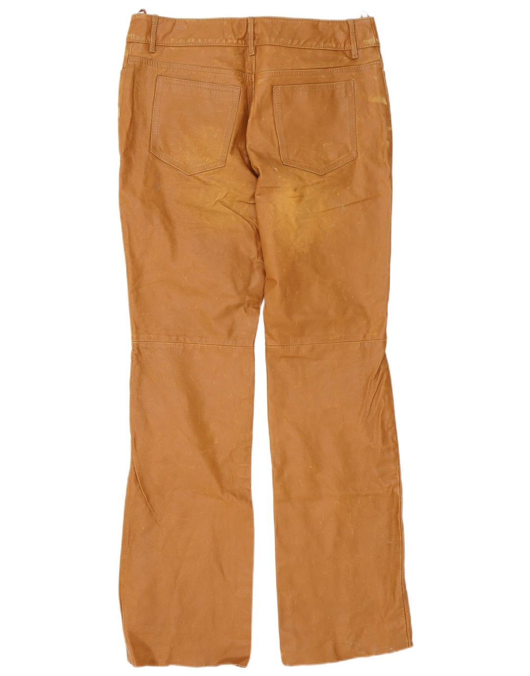 Calças de couro masculinas vintage W34 L35 marrom