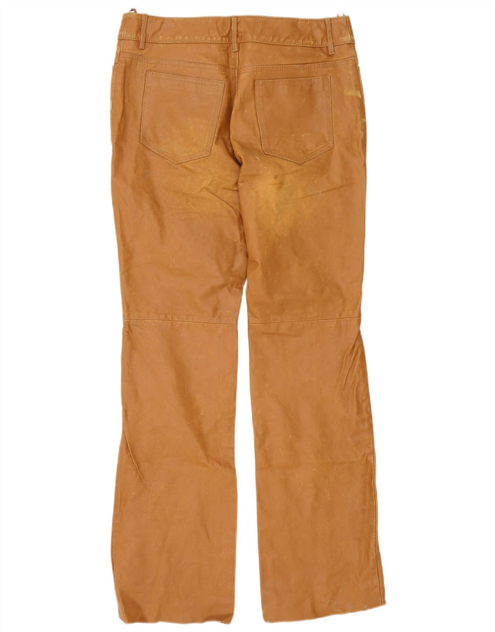 Calças de couro masculinas vintage W34 L35 marrom