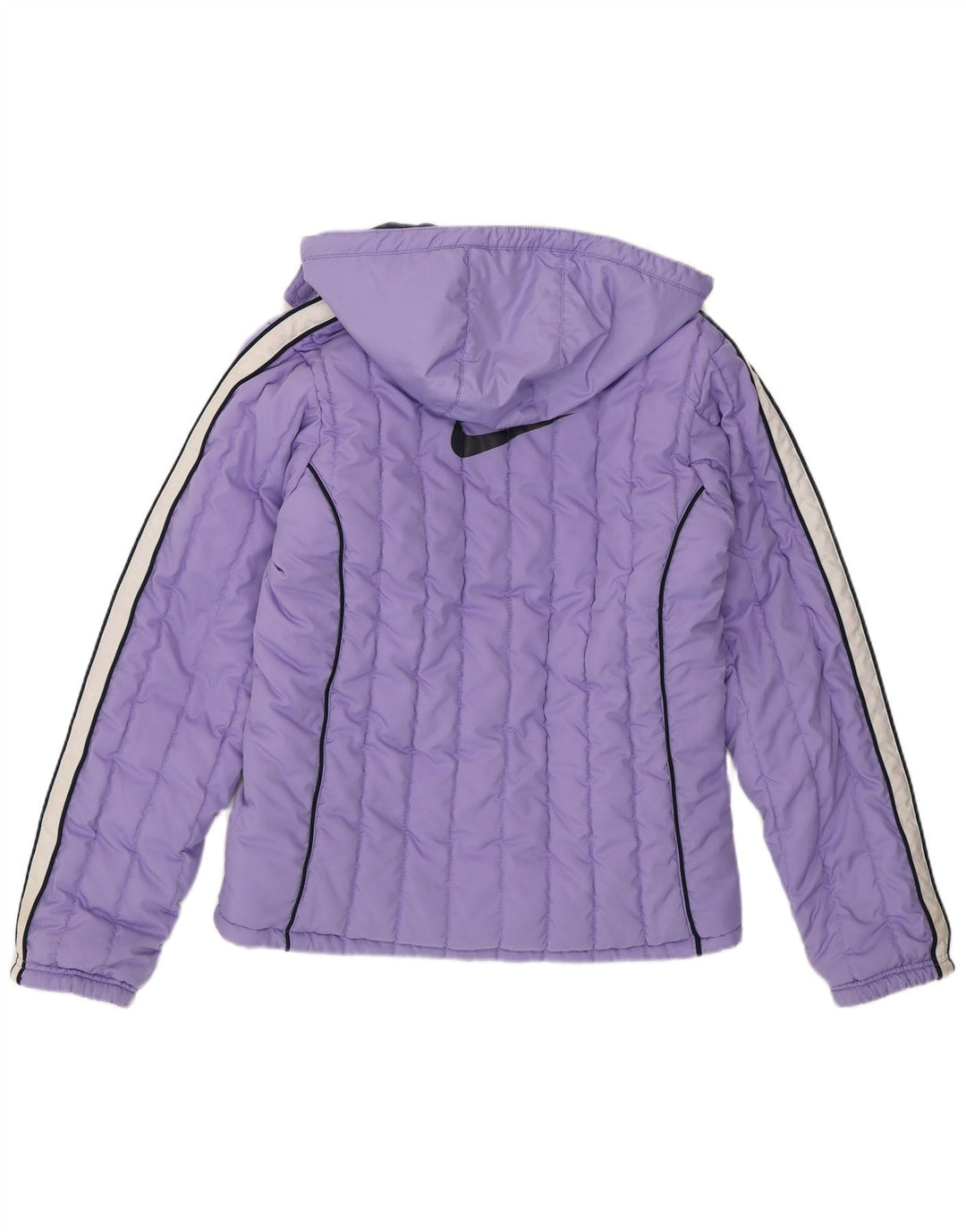 Jaqueta acolchoada com capuz Nike para meninas 13-14 anos XL roxo colorblock poliéster